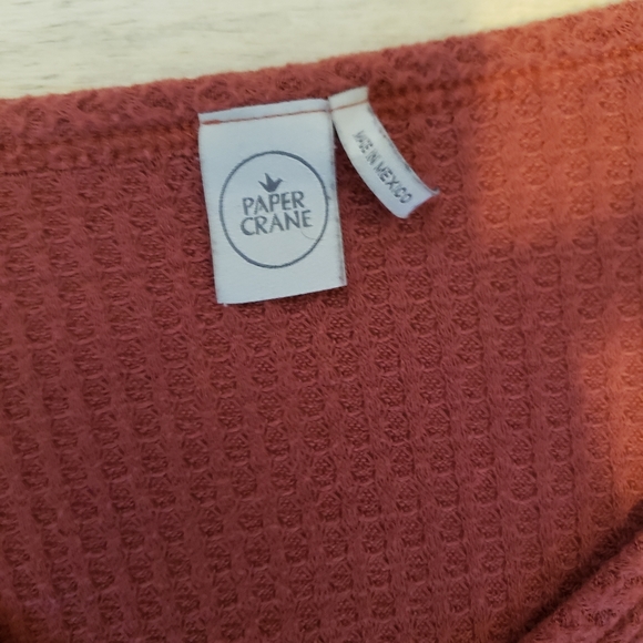 Paper Crane Medium tie front waffle knit shirt - Picture 3 of 5